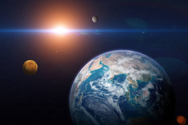 Earth, Venus and Mercury. Solar system planets: Earth, Venus, Mercury. Terrestrial planets. Sci-fi background. Elements of this image furnished by NASA. ______ Url(s): "https://photojournal.jpl.nasa.gov/catalog/PIA00271"https://photojournal.jpl.nasa.gov/jpeg/PIA15160.jpg"https://images.nasa.gov/details-GSFC_20171208_Archive_e002130"nSoftware: Adobe Photoshop CC 2015. Knoll light factory. Adobe After Effects CC 2017. meteorite photos stock pictures, royalty-free photos & images