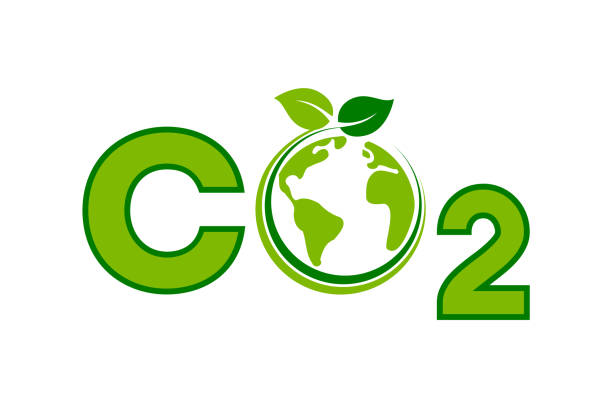 zielony symbol ziemi dwutlenku węgla. zero emisji. koncepcja neutralna pod względem emisji dwutlenku węgla. - pollution planet sphere nature stock illustrations