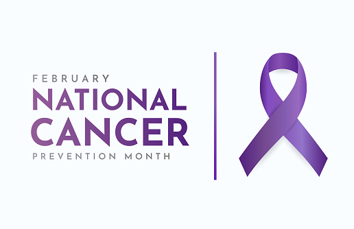 National Cancer Prevention Month card, February. Vector illustration. EPS10