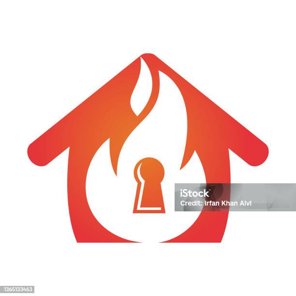 Fire Keypad Symbol Fire Padlock Key Logo Design Template Stock Illustration - Download ...