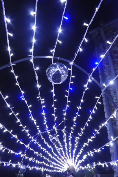 istock Alley decorated with wreath in December 1365134684