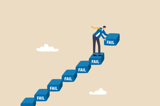 istock Improve from failure build up stair to success, challenge and ambition to never give up, learn to fail as path to achieve goal concept, strive businessman build stair to success with his failure. 1365137026