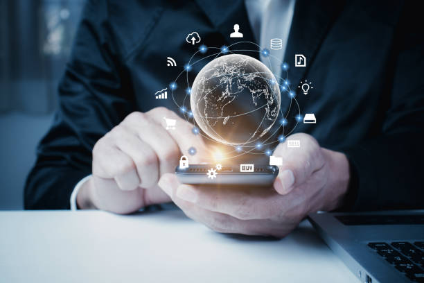 istock Businessmen using mobile phones, Mars, global Internet connection technology and digital marketing Finance and banking. 1365139065