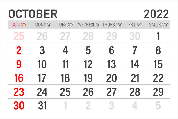 istock October 2022 calendar icon. October 2022. Glider for October. Time planning. 1365142177