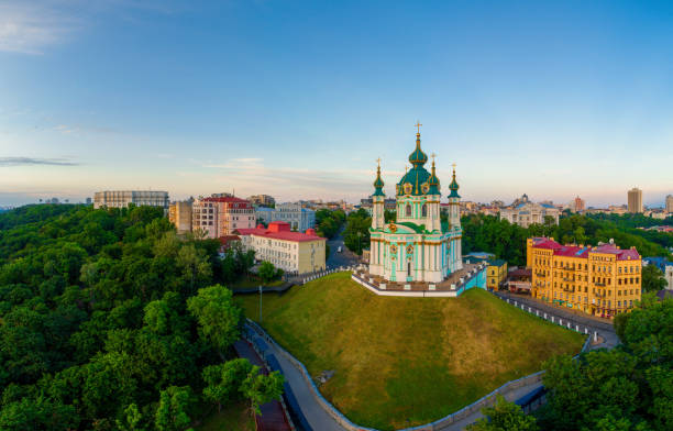 istock St. Andrew's Church aerial view.