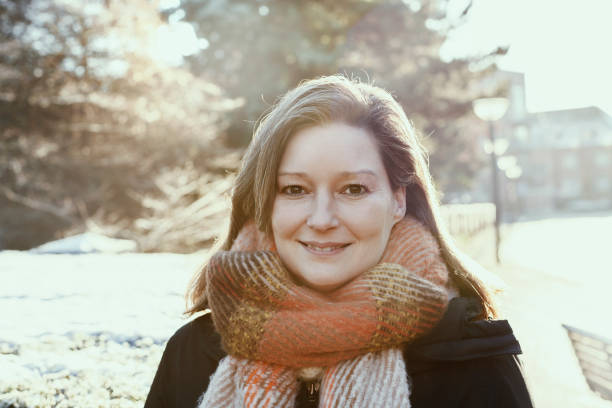 Portrait with lens flare and focus on foreground