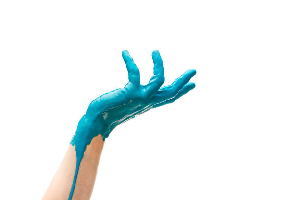 Hope. One painted human hand gesturing isolated on white studio background. Concept of contemporary art, beauty, creativity, diversity, care, support and ad. Symbolism
