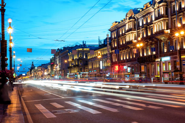 istock Night glowing city Petersburg 1365150142