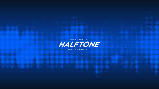 abstrakte vektorzerrissene blaue halbtonklangwelle. gepunktetes texturelement. - sports backgrounds audio stock-grafiken, -clipart, -cartoons und -symbole