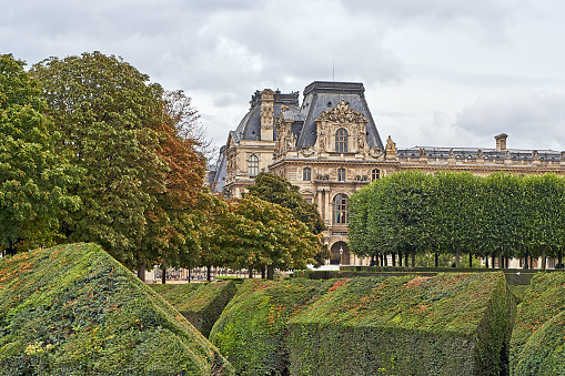 Paris, France - October 03, 2021: Jardin du Carrousel at the Louvre in Paris.