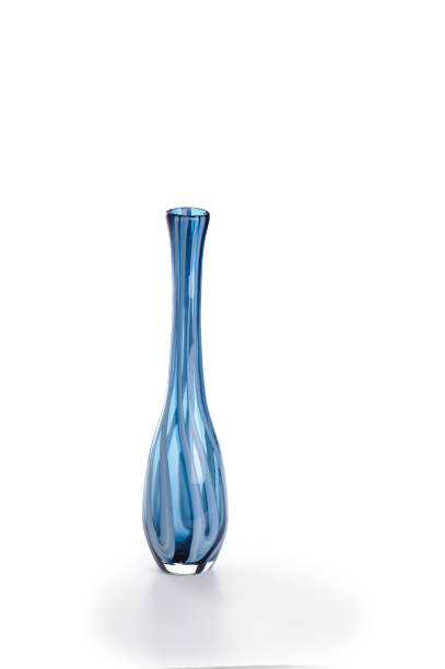 istock Blue long glass vase, isolated 1365153428