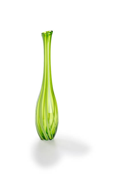 istock Green long glass vase, isolated 1365153964