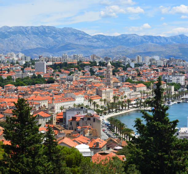istock View of  Split  Seafront and old town with mountains in background. 1365154312
