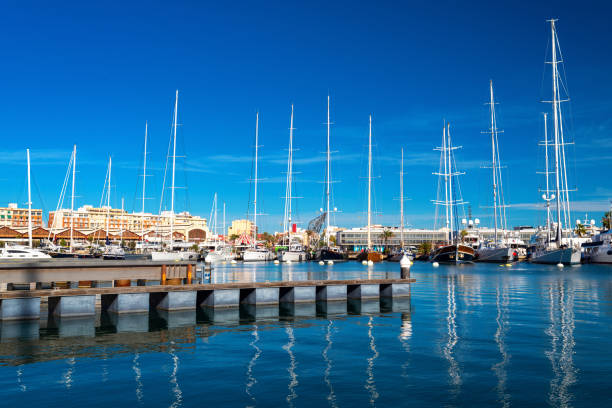 White yachts in the port of Valencia."n - fotografia de stock