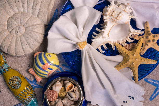 istock Items in a nautical style on the table, top view 1365156944