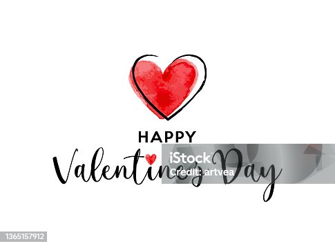istock Valentines Day Calligraphy Banner with Heart 1365157912