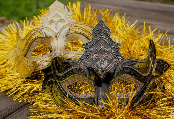 istock Beautiful New Year's carnival mask on tinsel. 1365159361