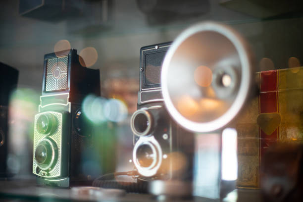 istock A classic looking vintage camera in a showcase 1365162016