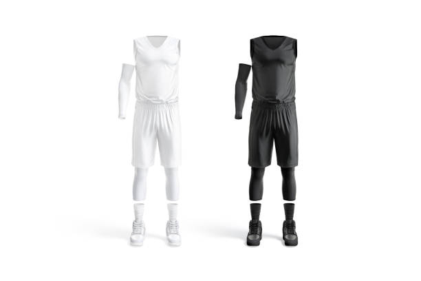 istock Blank black and white basketball uniform mockup, front view 1365163643