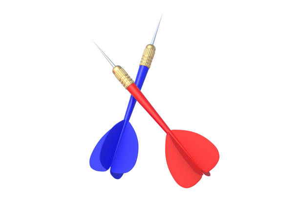 istock Pair of darts isolated on white background. 3d render 1365165097