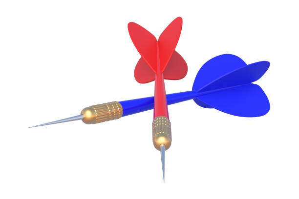 istock Pair of darts isolated on white background. 3d render 1365165101