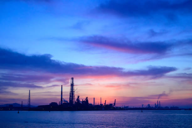istock Beautiful sunset sun sets in the Kanmon Strait 1365166079