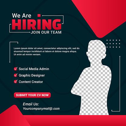 Social media template job vacancy recruitment. Job Vacancy Design. Hiring  Poster Template, Looking for Talents Advertising, Open Recruitment Creative Ad.