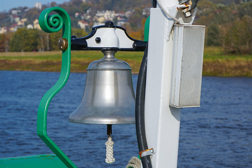 Close up of the bell of a steam boat