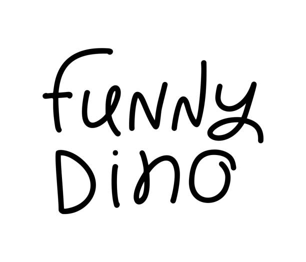 istock Vector hand written monoline lettering text funny Dino. Scandinavian Quote for banner, poster and sticker concept. Icon message phrase isolated. Calligraphic simple  illustration 1365175182