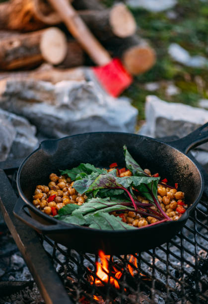 Vegan food in a cast Iron Pan