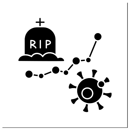 Fatality rate glyph icon. Deaths from global covid19 virus. Pandemic concept.Filled flat sign. Isolated silhouette vector illustration