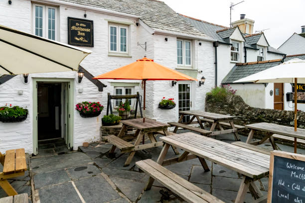 Tintagel, Ye Olde Malthouse Inn on the North Cornwall coast, England, UK. This is reputed to be the seat of the legendary King Arthur and may have been in the village surrounding 'Camelot'.