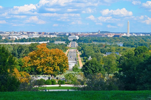 People at the Lincoln Memorial in Washington DC on a beautiful summer day.