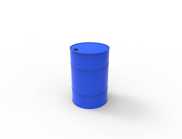 istock 3D rendering of oil barrels isolated in white studio background. 1365188355
