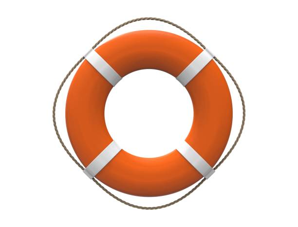 istock 3D rendering of a orange life buoy isolated on white background 1365188371