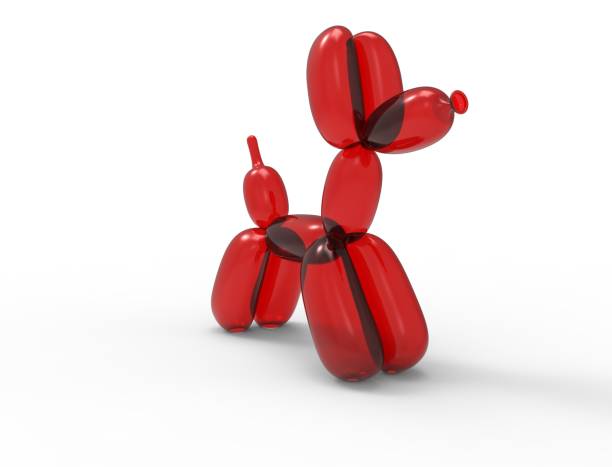 istock 3D rendering of a balloon dog isolated in white studio background. 1365188373
