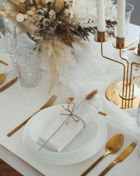 istock Decorated Dining Table for Christmas Eve Celebration at Home 1365190396