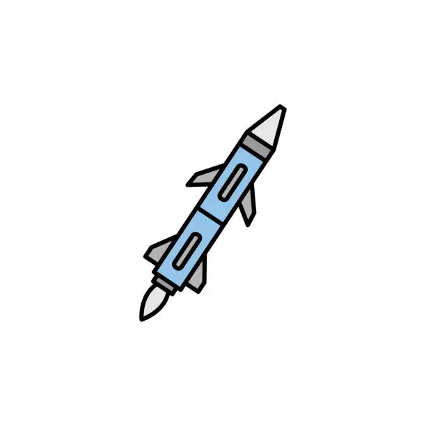 Vector illustration of missile line colored icon. Signs and symbols can be used for web, logo, mobile app, UI, UX on white background