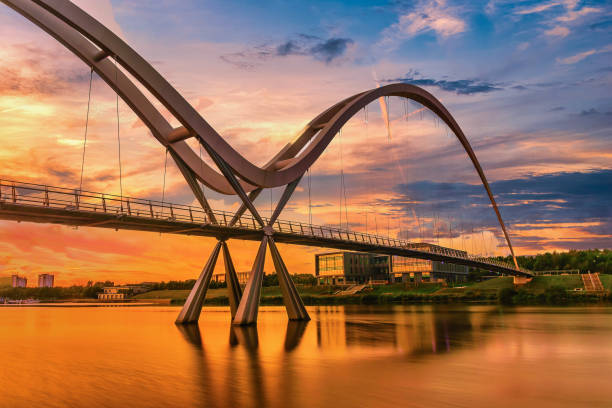 istock Infinity Bridge at sunset In Stockton-on-Tees, UK 1365192563