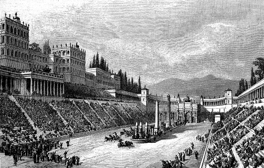 Recostruction of the Circus Maximus. It was the first and largest stadium in ancient Rome dedicated to chariot-racing and mass entertainment venue of the empire.