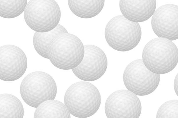 istock Golf balls pile group isolated on white. Golf balls multitude close up background. Group of white balls. abstract background 1365195696