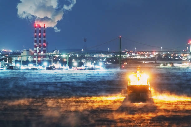 istock Anchored Ship in Sea Smoke 1365195761