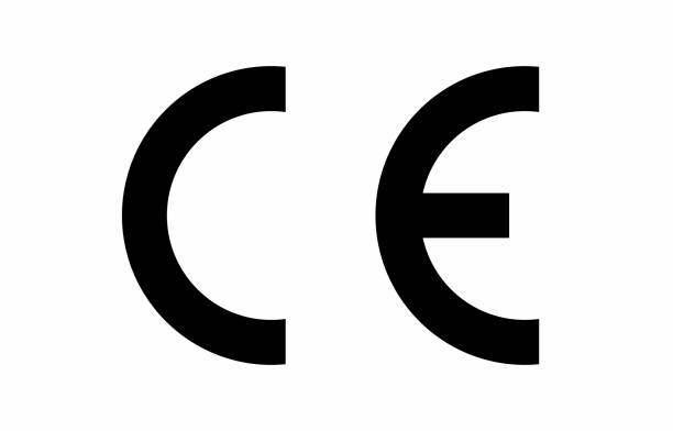 CE Marking (European Conformity). The mark "Conformite Europeenne" certifies that the product complies with European Union standards.向量藝術插圖