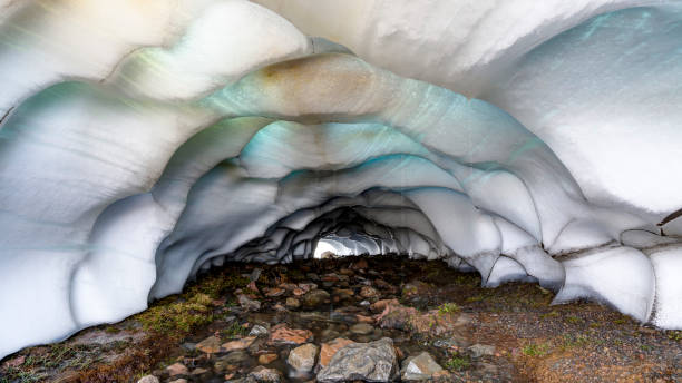 Ice Cave on Skyline Trail, Mount Rainier. Mount Rainier National Park, Washington State, USA stock photo
