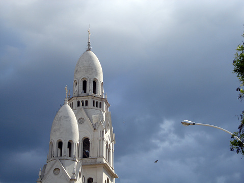 Cathedral of Tandil with storm sky