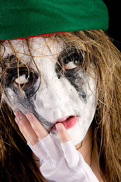 crazy nach pantomime - clown mime sadness depression stock-fotos und bilder