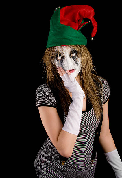 hofnarr pantomime - clown mime sadness depression stock-fotos und bilder