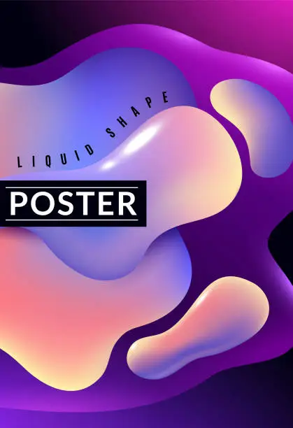 Vector illustration of 1902.m40.i110.n009.S.c12.782602012 Liquid shape poster. Abstract fluid free shapes color flux minimal paint spots dynamic forms graphic modern vector creative background_00