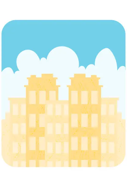 Vector illustration of City in blue and yellow