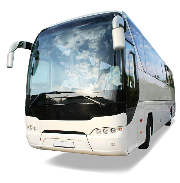 entrenador de blanco - bus coach bus travel isolated fotografías e imágenes de stock